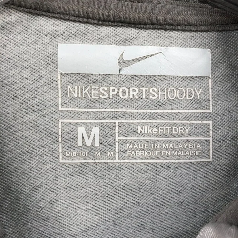 Nike Sports Hoody Youth Girls M 8-10 Gray Full‎ Zip Stretch Athletic Knit
